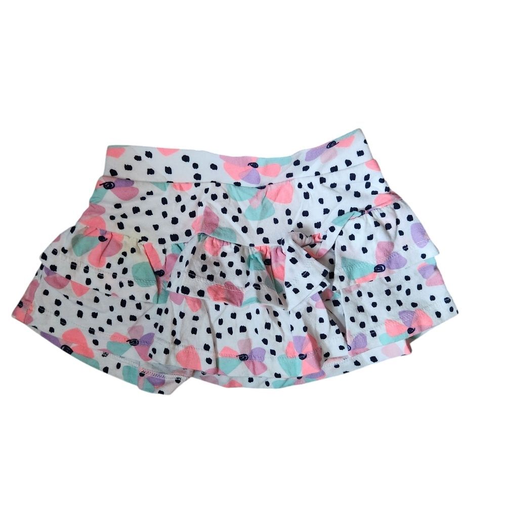 Jumping Beans Girls' Cotton Floral Tiered Skort Size 12 Months White